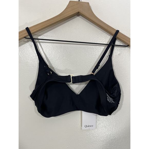 Quince Italian V-Neck Bikini Top S Black Swimwear Beach Luxury Minimal Capsule - Picture 2 of 10
